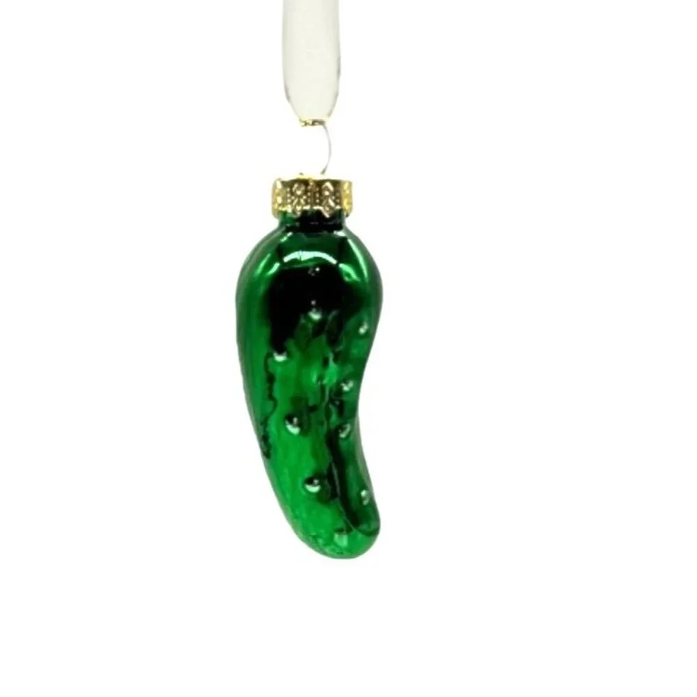 Legend of the Pickle‎ Green Glass Christmas Ornament 2 1/2